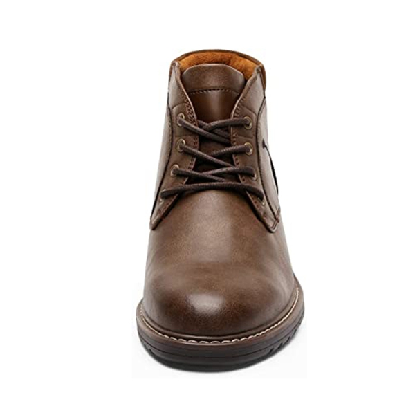 Men's Synthetic Leather Chukka Dress Boots - DARK BROWN - 3